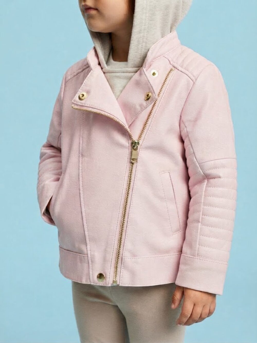H&M Pink Faux Leather Biker Jacket